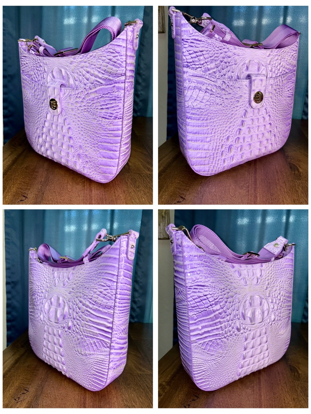 Brahmin EUC Leia - Gentle Lavender - Pastel- Back Eye - Pearl Shimmer - Like New - Picture 4 of 16